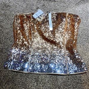 White House Black Market Sequin Ombré Strapless Bustier Top